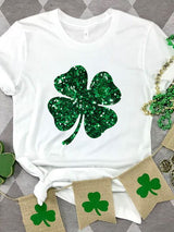 Sequin Clover Round Neck T-Shirt: 3 Colors