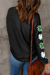 Lucky Clover Sequin Sleeve Sweatshirt