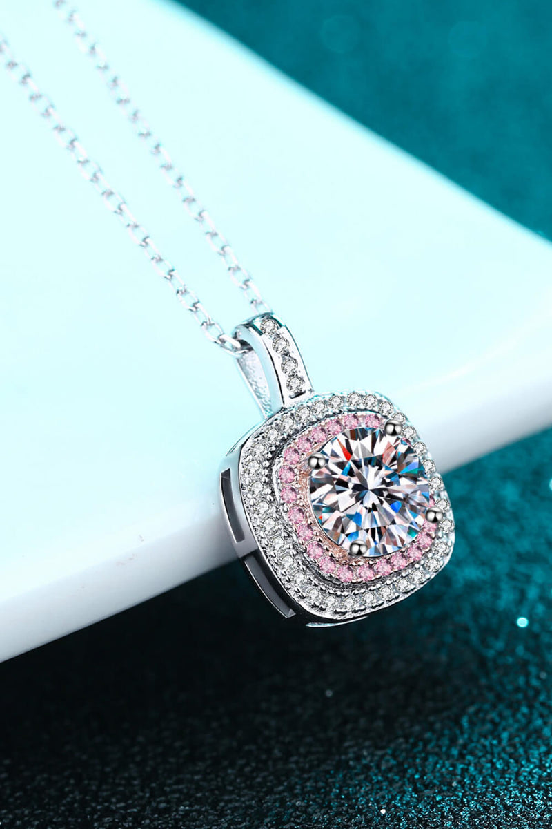 1 Carat Moissanite Pendant Halo Necklace