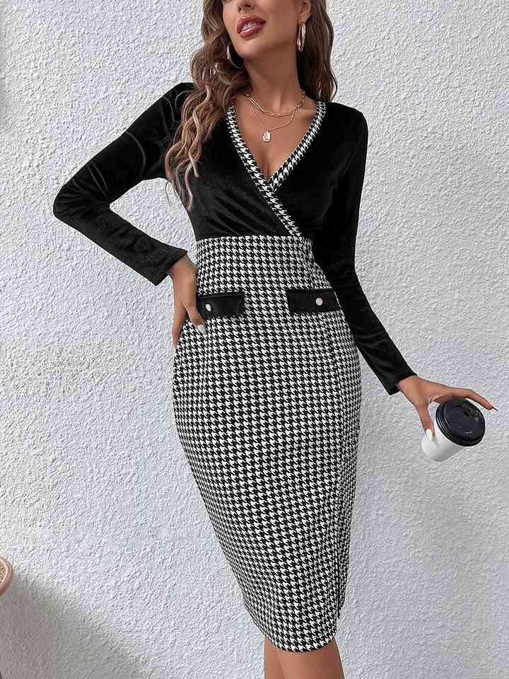 The Influence Houndstooth Midi Dress