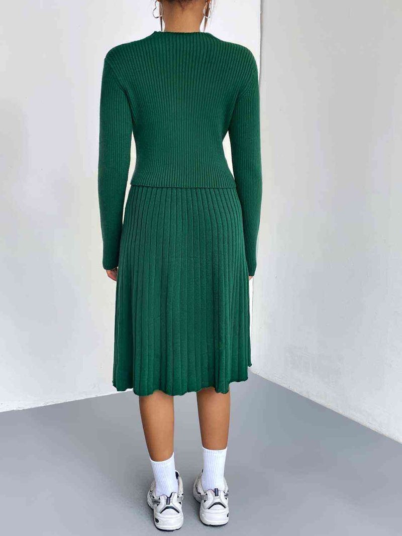 Knit Couture Sweater and Pleated Skirt Set | 4 Colors