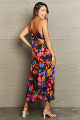 Colorburst Back-Tie Tiered Midi Dress