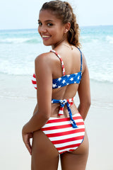 Americana Stars & Stripes Crisscross Bikini Swimsuit *PRE-ORDER* - Black Feather