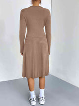 Knit Couture Sweater and Pleated Skirt Set | 4 Colors