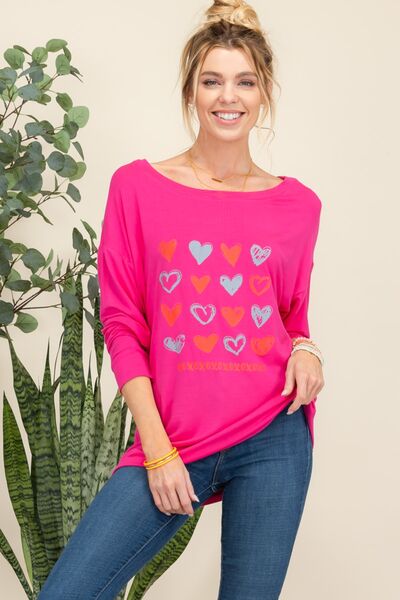 Hearts & XO's Graphic Long Sleeve Shirt