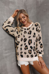 3 Colors | Ultra Soft Leopard Dropped Shoulder Knit Pullover