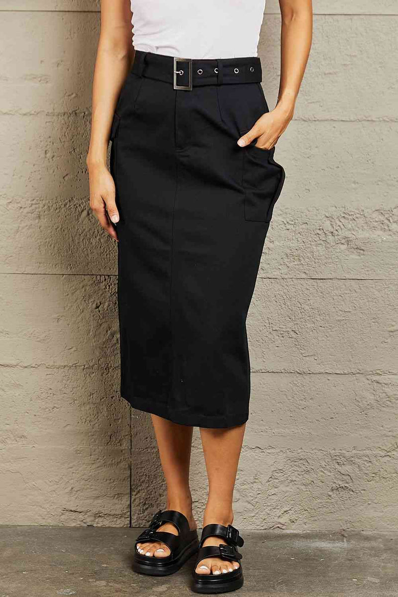 SALE! HYFVE Professional Poise Buckled Midi Skirt