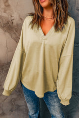 Heavenly Henley Button Curved Hem Pullover | 3 COLORS