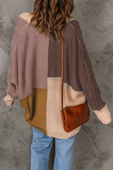 Campbell Cozy Color Block Cable-Knit Batwing Sleeve Cardigan | 4 Colors