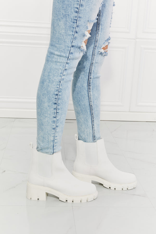 Chelsea Lug Booties in White