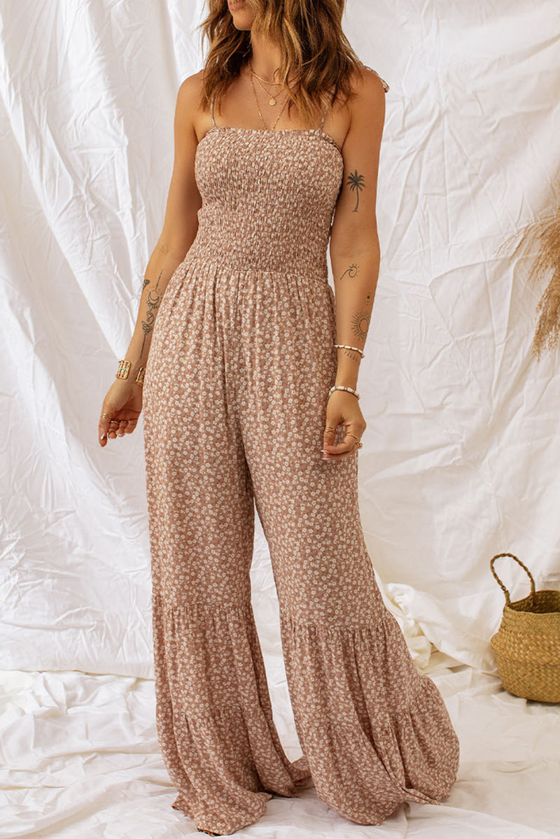 Flirty and Flowy Smocked Wide Leg Jumpsuit