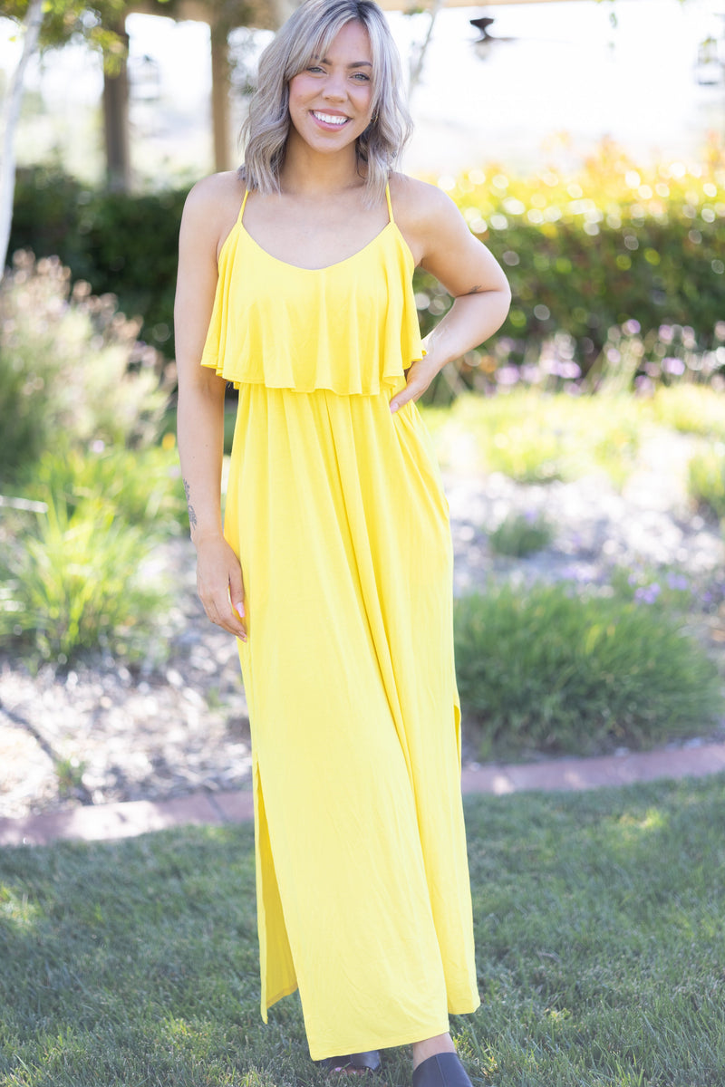 Unleash Your Beauty Pocket Maxi Dress - Yellow