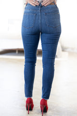 July Blue Solid Dark Denim Skinny Jeans