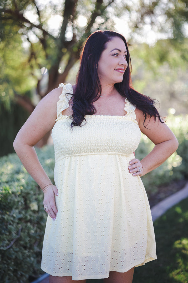 Sunshine Smocked Eyelet Dress