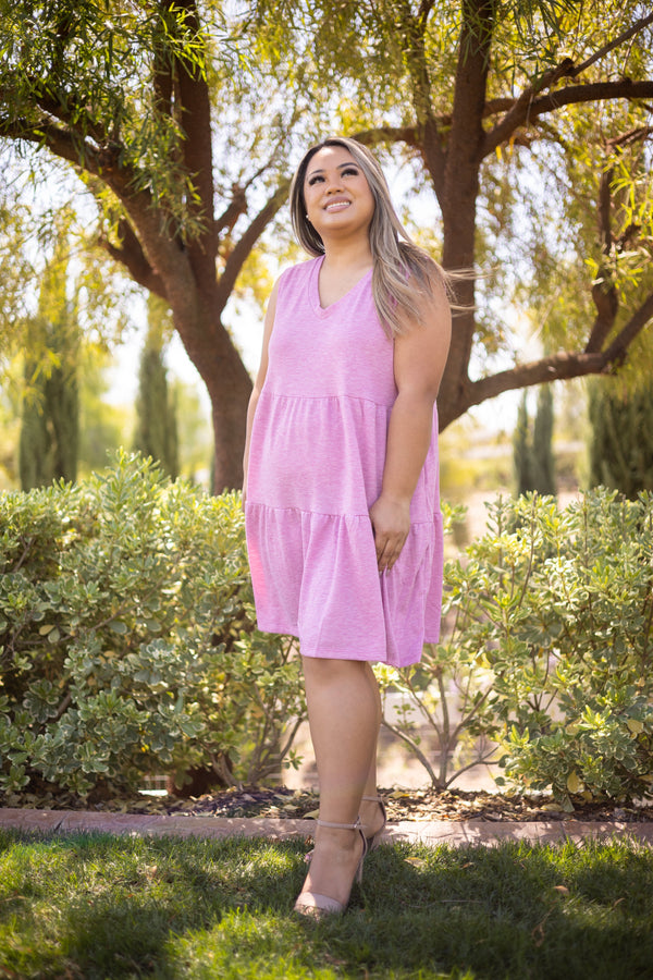 Perfect Day Light Plum Tiered Pocket Dress