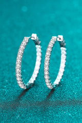 2.88 Carat Moissanite Rhodium Hoop Earrings