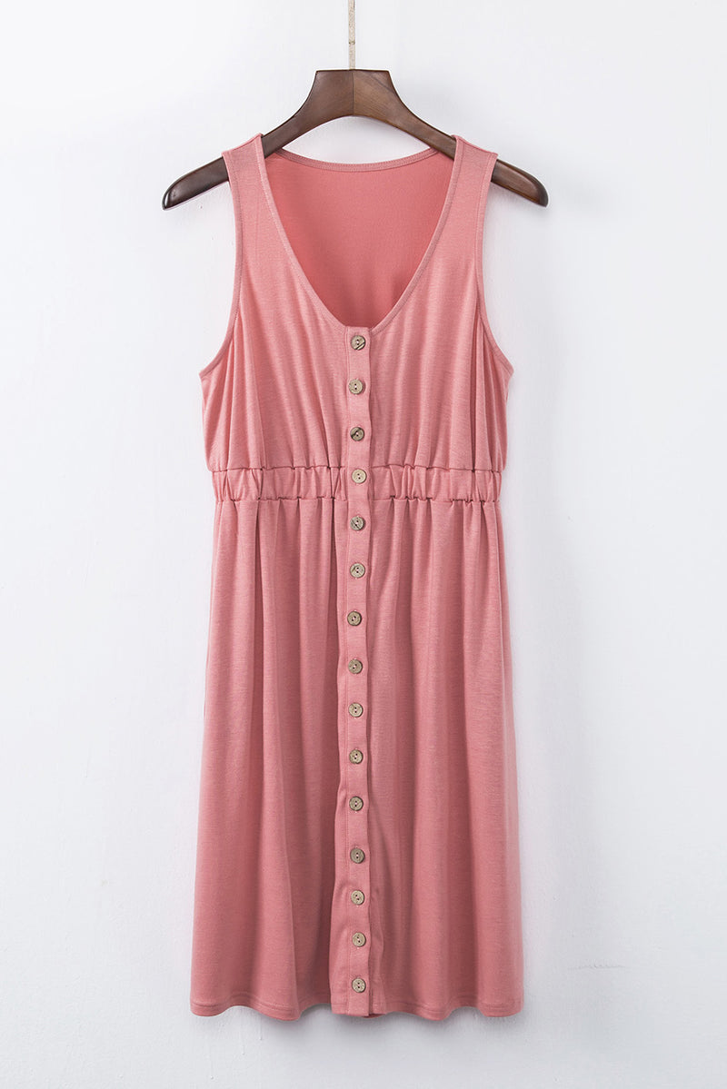 Sleeveless Button Detail Pocket Mini Dress | 5 COLORS!