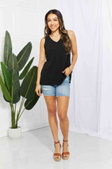 SALE! Blumin Apparel Ribbed V-Neck Tank in Black