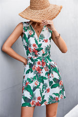 In the Tropics Printed Zip Up Sleeveless Dress | 6 Colors