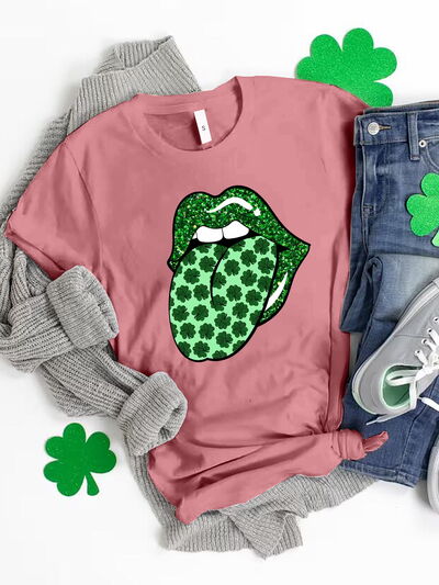 Lucky Lips Clover Edgy Graphic Tee | 3 Colors