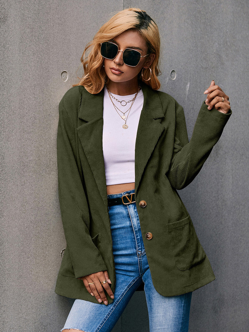 Boyfriend Corduroy Pocketed Blazer | 2 Colors