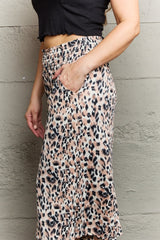 SALE! Leopard Smocked Waist Cropped Wide Leg Pants