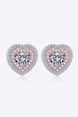 Moissanite Heart-Shaped Pink Accent Stud Earrings