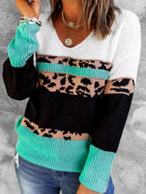 BESTSELLER! Leopard Color Block Rib-Knit Sweater