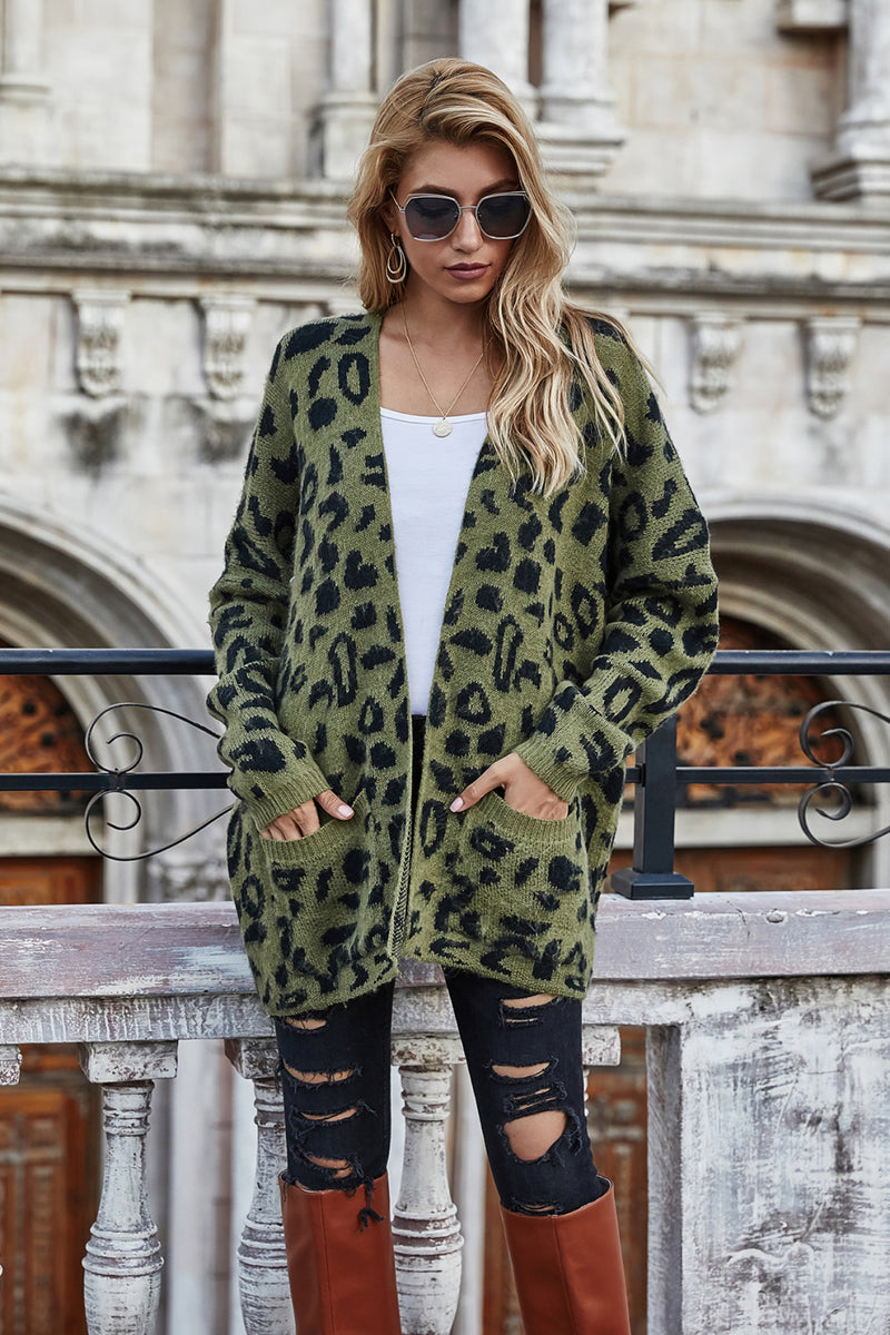 Catlin Cozy Leopard Longline Pocket Cardigan