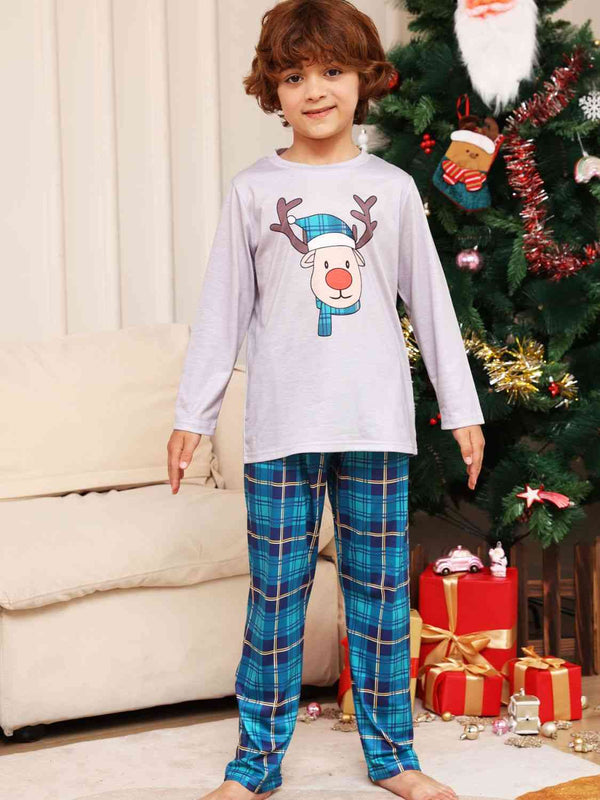 Family Sets - Kid's Rudolph Top and Plaid Pants Set