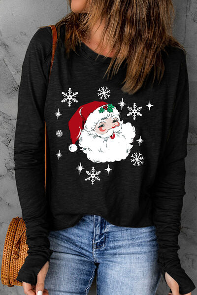 Santa Graphic Thumbhole Top