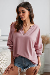 Heavenly Henley Button Curved Hem Pullover | 3 COLORS