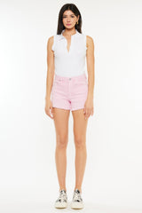 Pink Kancan Raw Hem Denim Shorts