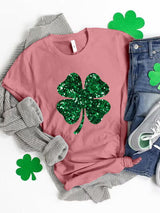 Sequin Clover Round Neck T-Shirt: 3 Colors