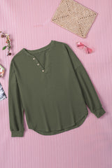 Heavenly Henley Button Curved Hem Pullover | 3 COLORS