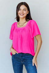 SALE! Fuchsia Square Neck Blouse