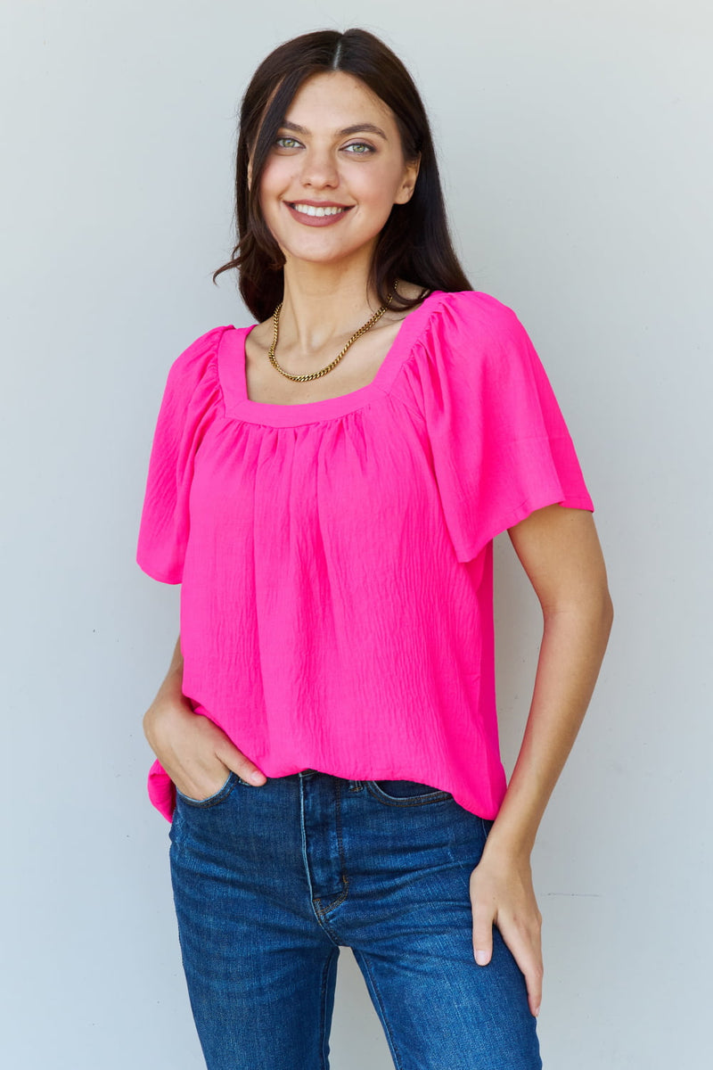 SALE! Fuchsia Square Neck Blouse