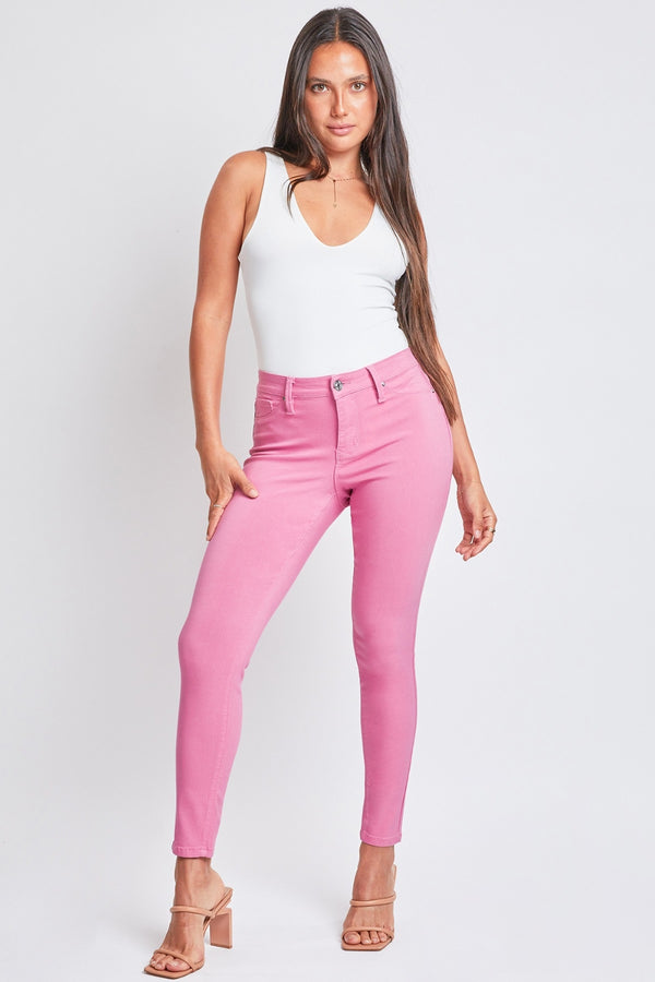 Spring Pink Super Stretchy Mid Rise Skinny Jeans