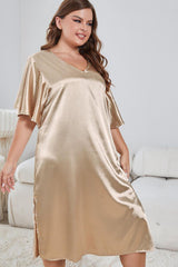 Plus Size Champagne Flutter Sleeve Nightgown Sleep Dress