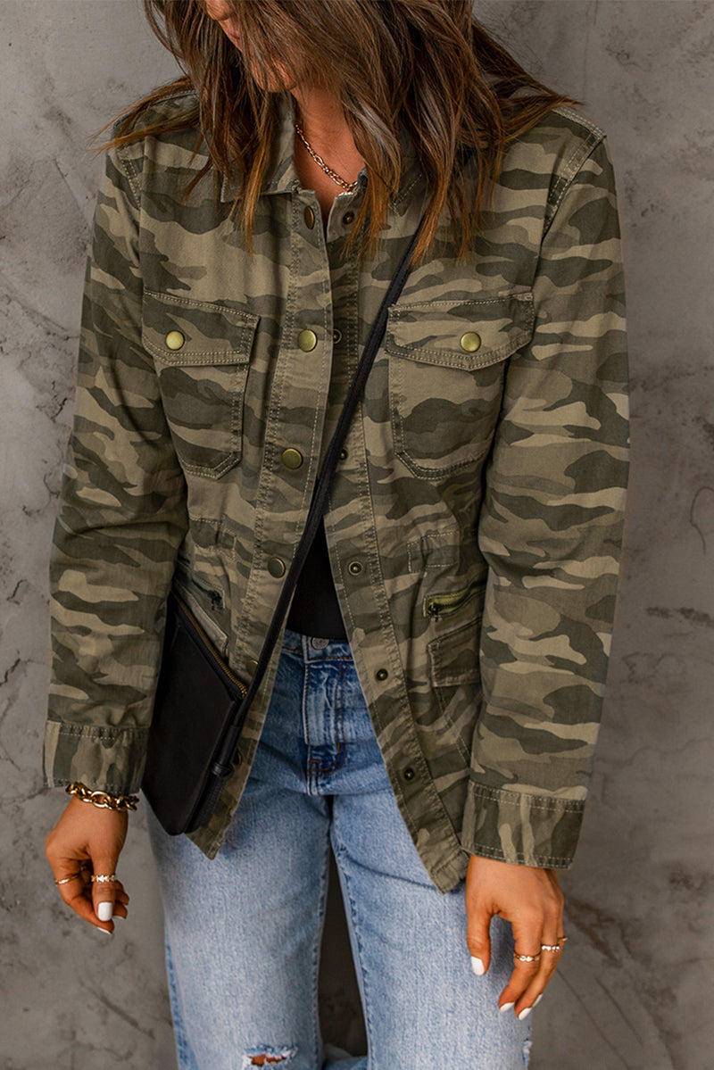 Camouflage Snap Button Jacket