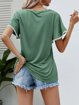 Harper Pom Trim Flutter Sleeve Tee | 6 Colors