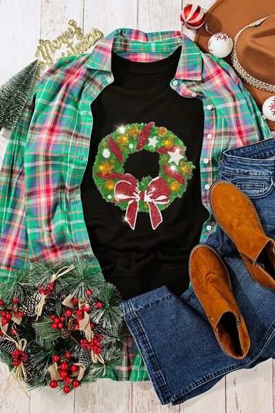 Wreath Graphic Dropped Shoulder Sweatshirt