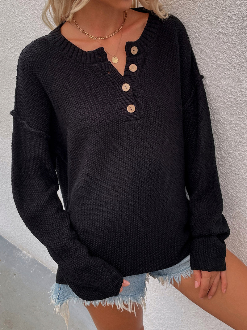 Chaud Half Button High-Low Sweater | 6 COLORS!