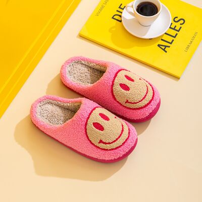 Smiley Face Slippers - Bright Pink