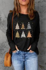 Christmas Trees Thumbhole Graphic Top