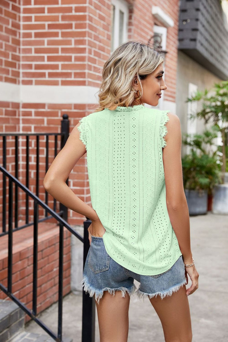 Stella Eyelet Lace Trim Eyelash Tank | 8 Colors