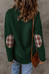 Rich Green Plaid Snap Button Sweatshirt