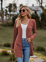 Fresh Feeling Ribbed Button-Up Pocket Cardigan | 7 Colors