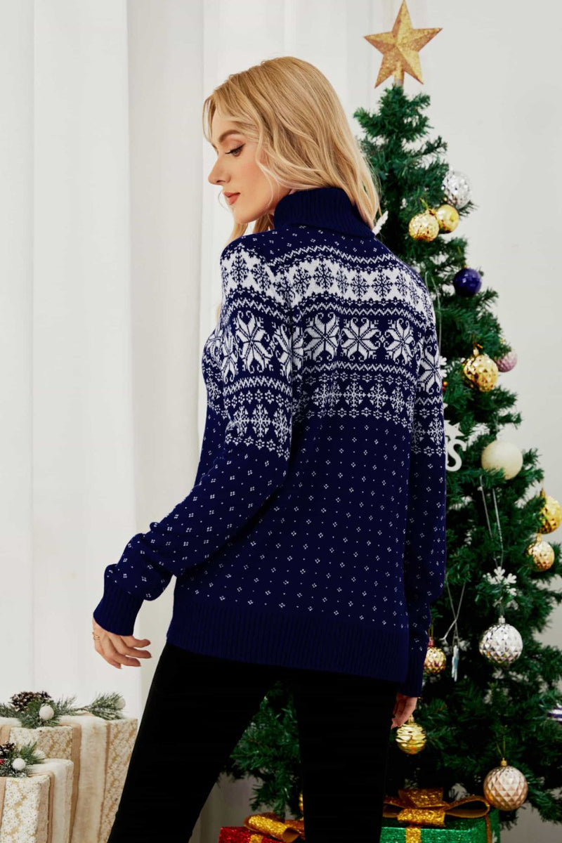 Fair Isle Snowflake Turtleneck Sweater | 2 Colors