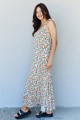 SALE! Natural Rose Garden Ruffle Maxi Dress